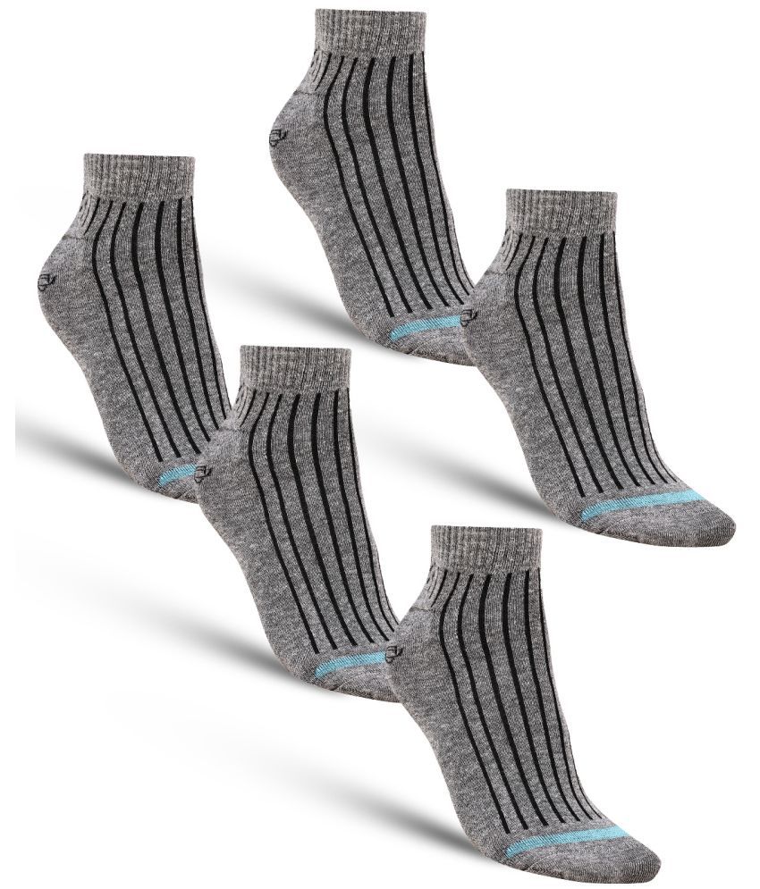     			Dollar - Cotton Men's Striped Light Grey Ankle Length Socks ( Pack of 5 )