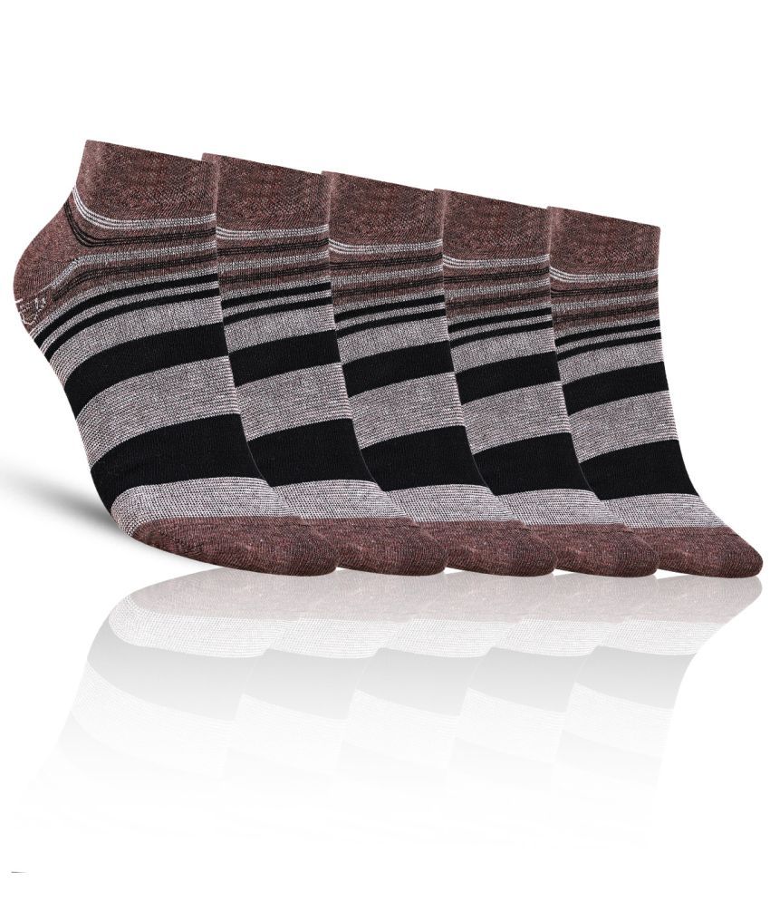     			Dollar - Cotton Men's Striped Brown Ankle Length Socks ( Pack of 5 )