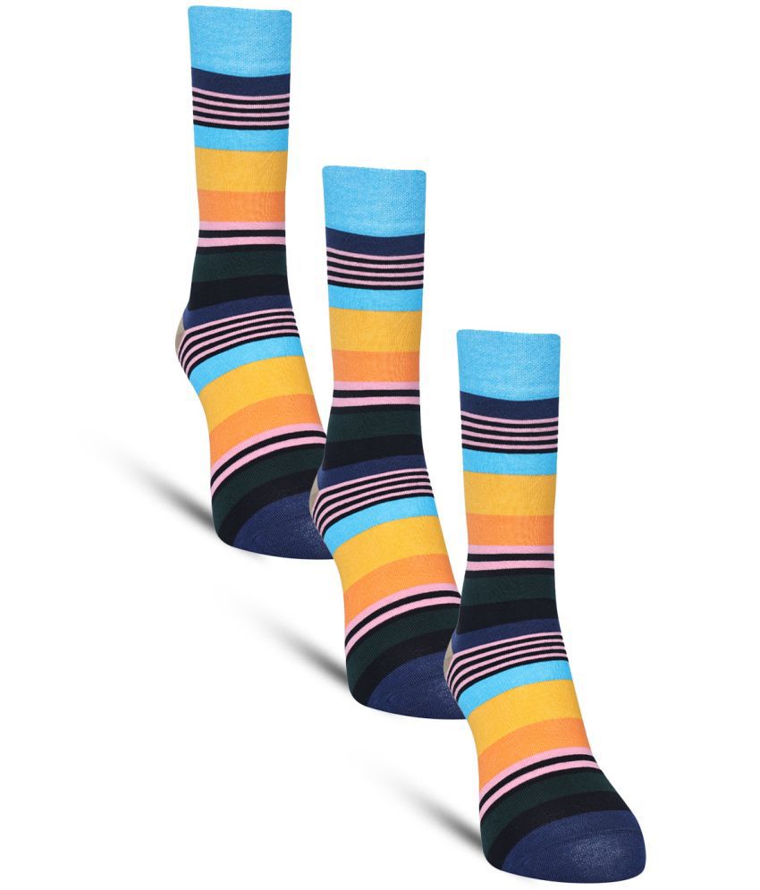     			Dollar - Cotton Men's Striped Blue Full Length Socks ( Pack of 3 )
