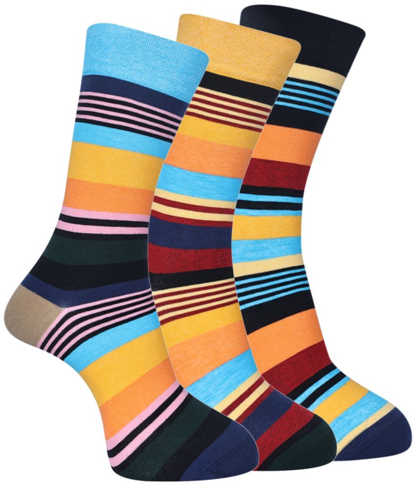     			Dollar - Cotton Men's Striped Multicolor Full Length Socks ( Pack of 3 )