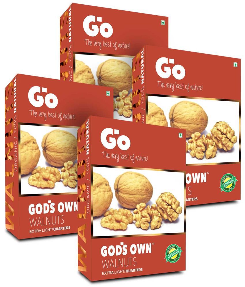     			GO Organic Extra Light Quarters Walnuts Without Shell, 1Kg (250gm X 4)