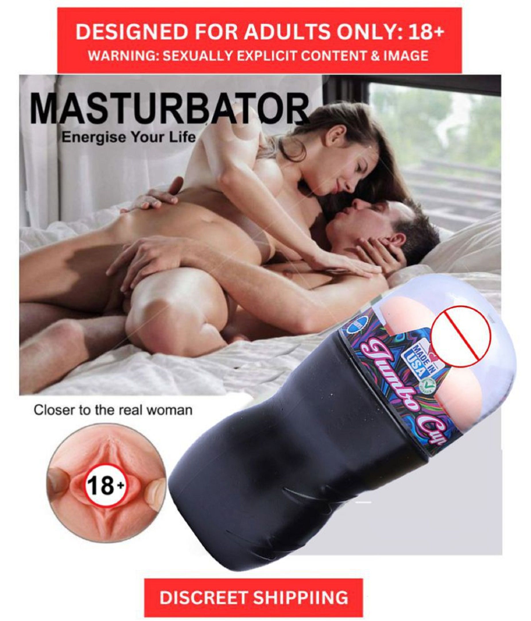     			Jumbo Cup Pussy Male Masturbator Easily Take in Hand or Enjoy Sex Time