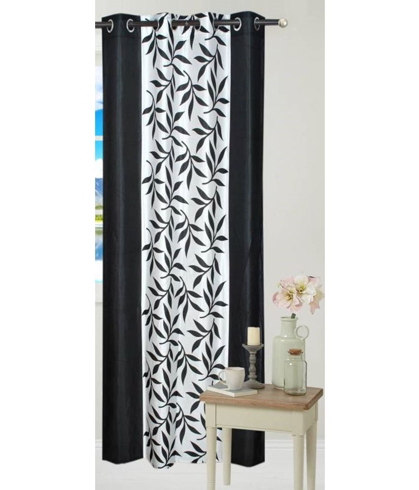     			N2C Home Floral Semi-Transparent Eyelet Curtain 9 ft ( Pack of 1 ) - Black