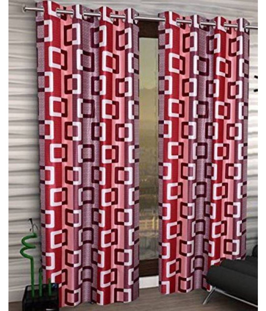     			N2C Home Floral Semi-Transparent Rod pocket Curtain 9 ft ( Pack of 2 ) - Multicolor