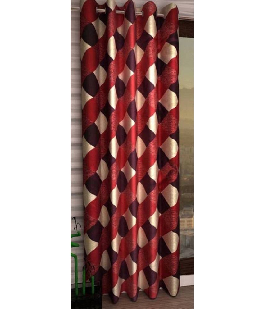     			N2C Home Floral Semi-Transparent Eyelet Curtain 9 ft ( Pack of 1 ) - Maroon