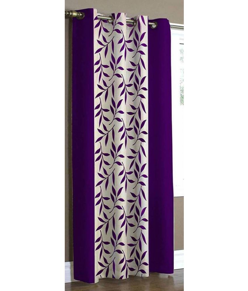     			N2C Home Floral Semi-Transparent Eyelet Curtain 9 ft ( Pack of 1 ) - Purple