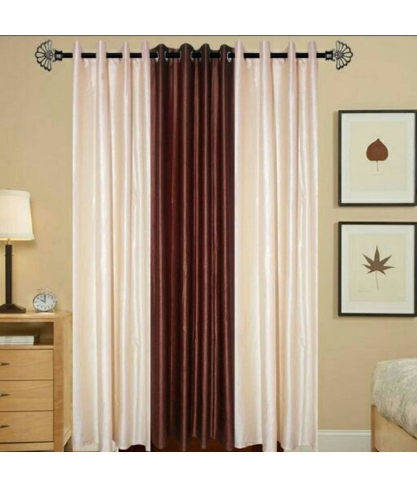     			N2C Home Solid Semi-Transparent Eyelet Curtain 5 ft ( Pack of 3 ) - Multicolor