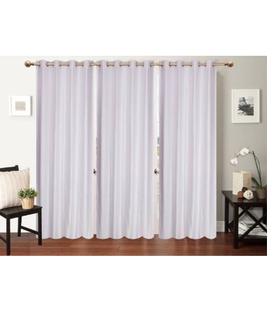     			N2C Home Solid Semi-Transparent Eyelet Curtain 7 ft ( Pack of 3 ) - White