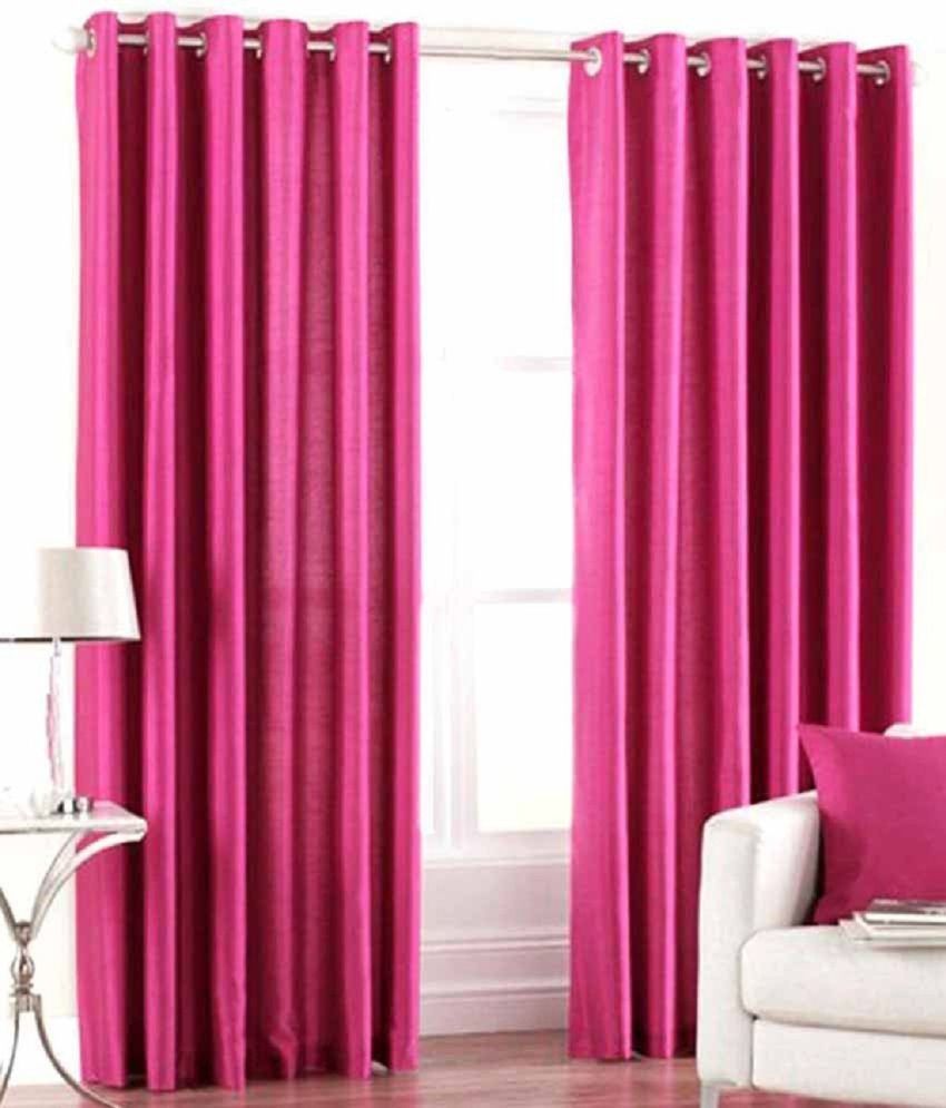     			N2C Home Solid Semi-Transparent Eyelet Curtain 7 ft ( Pack of 2 ) - Pink