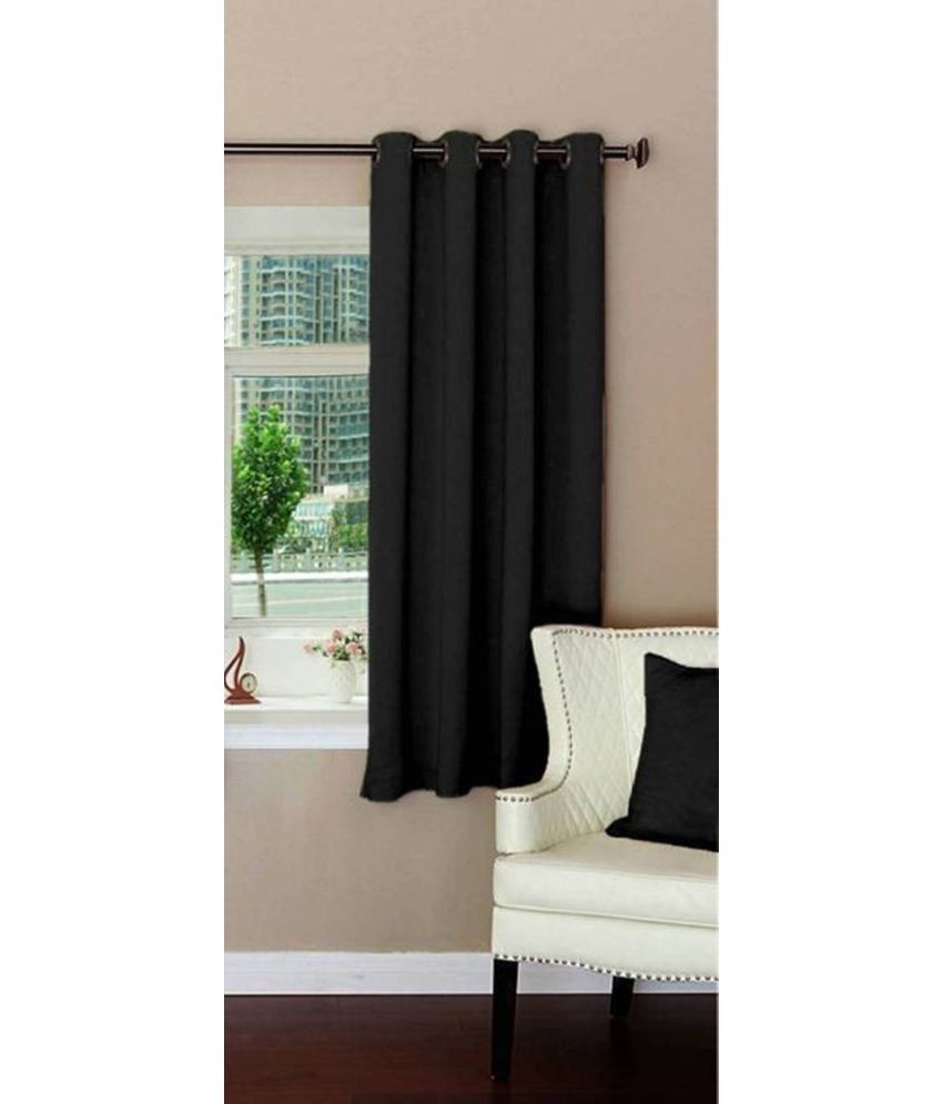     			N2C Home Solid Semi-Transparent Eyelet Curtain 5 ft ( Pack of 1 ) - Black