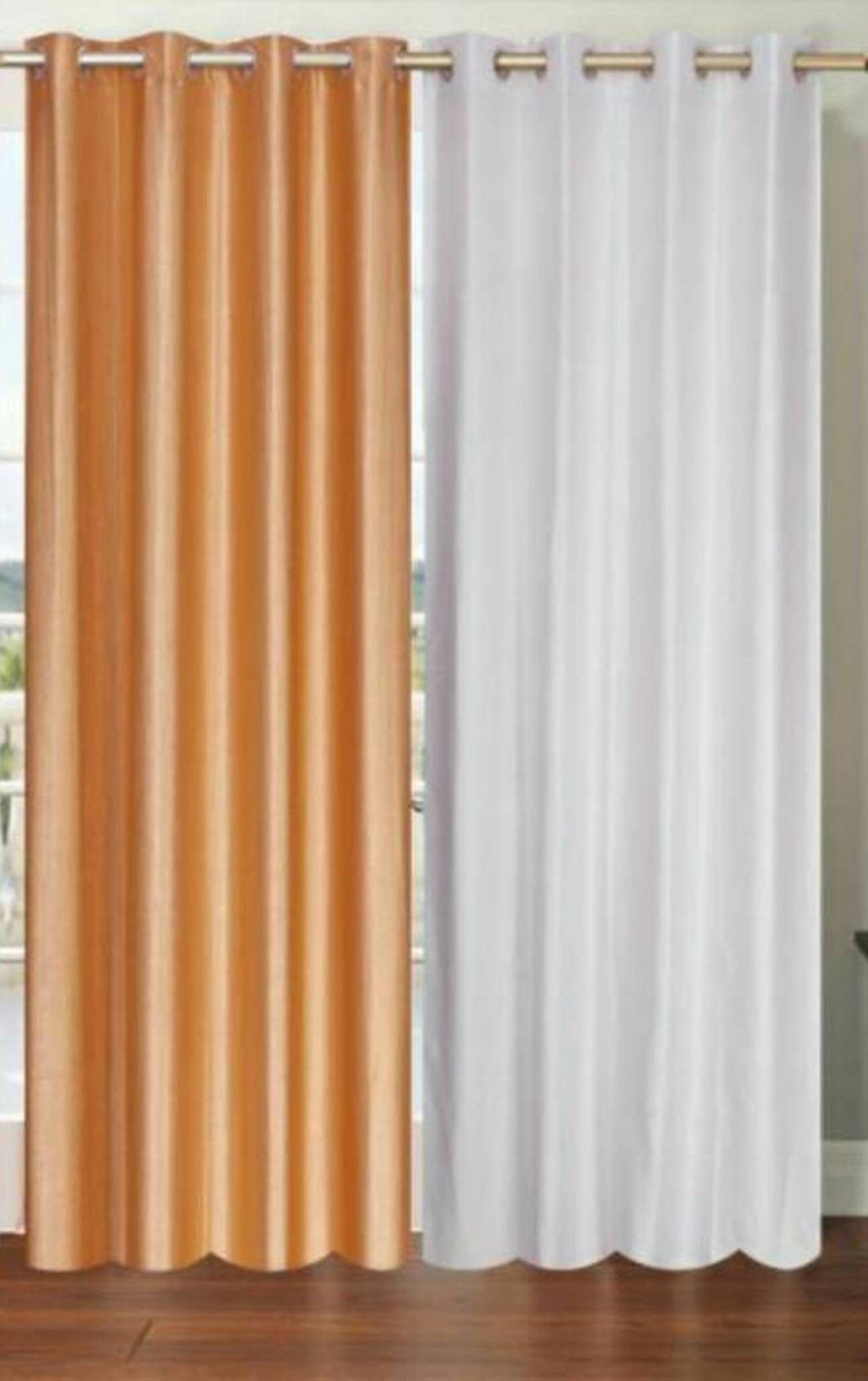     			N2C Home Solid Semi-Transparent Eyelet Curtain 7 ft ( Pack of 2 ) - Multicolor