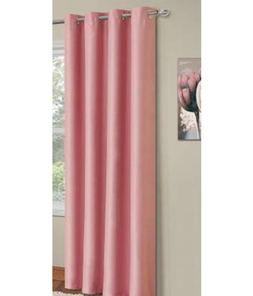     			N2C Home Solid Semi-Transparent Eyelet Curtain 9 ft ( Pack of 1 ) - Pink