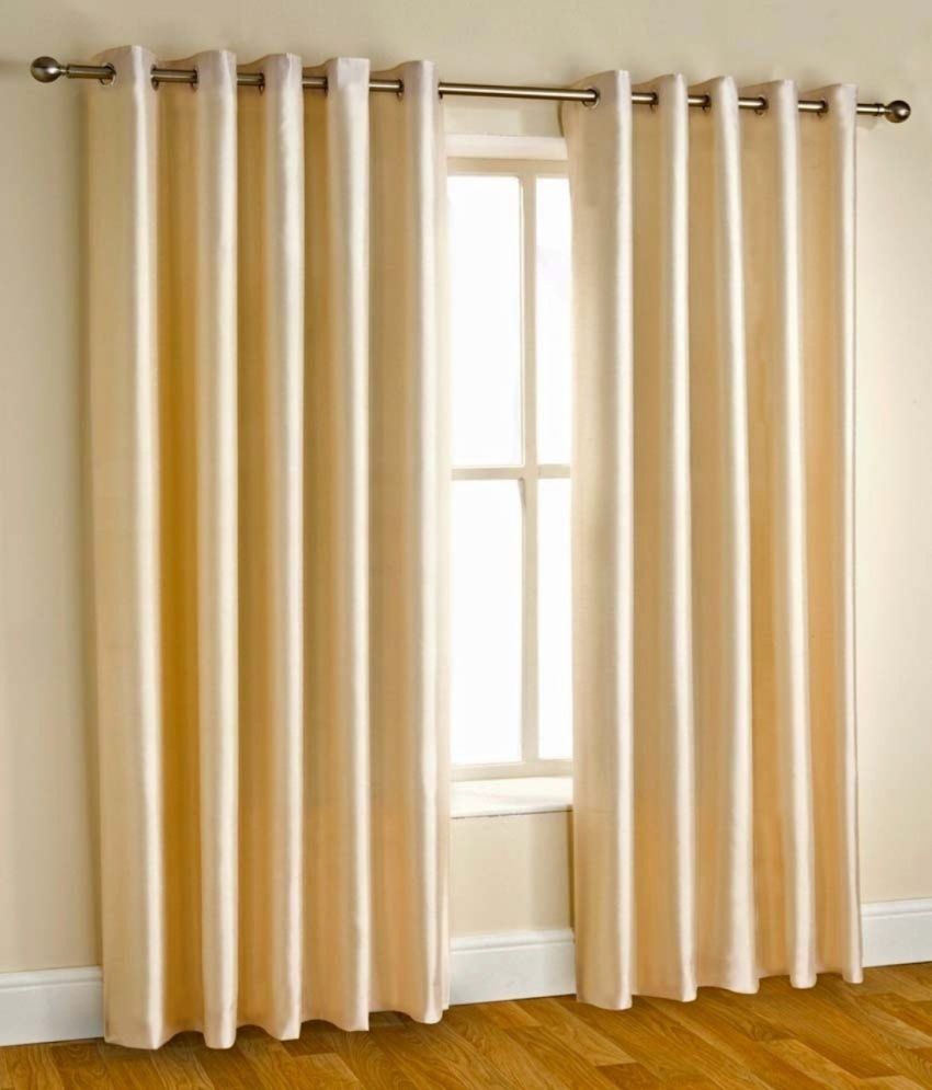     			N2C Home Solid Semi-Transparent Eyelet Curtain 5 ft ( Pack of 2 ) - Cream