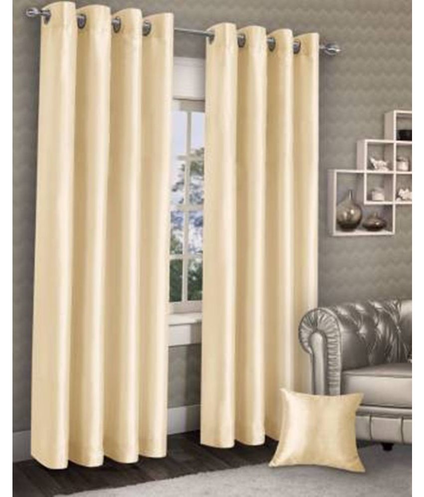     			N2C Home Solid Semi-Transparent Eyelet Curtain 5 ft ( Pack of 2 ) - Cream