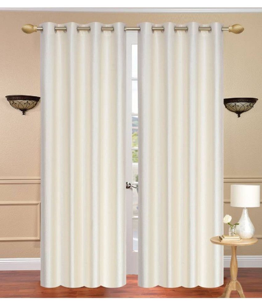     			N2C Home Solid Semi-Transparent Eyelet Curtain 9 ft ( Pack of 2 ) - White