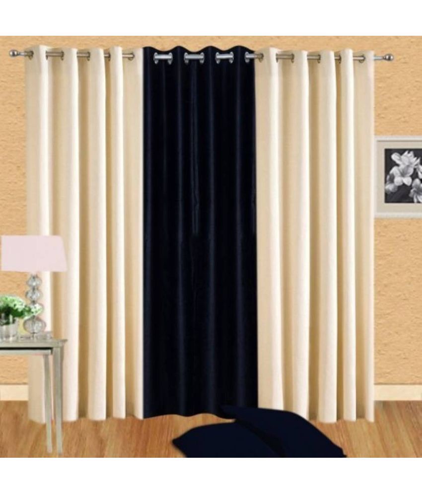     			N2C Home Solid Semi-Transparent Eyelet Curtain 9 ft ( Pack of 3 ) - Multicolor