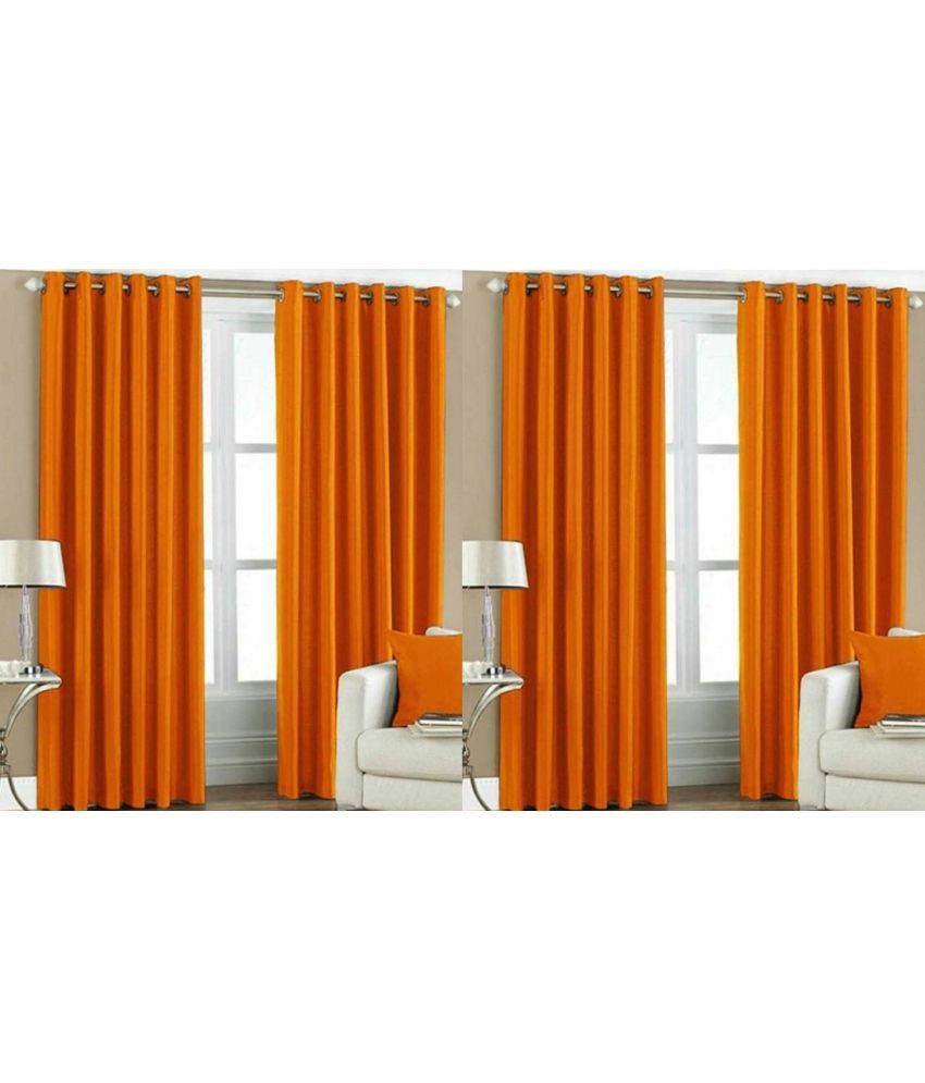     			N2C Home Solid Semi-Transparent Eyelet Curtain 5 ft ( Pack of 4 ) - Orange