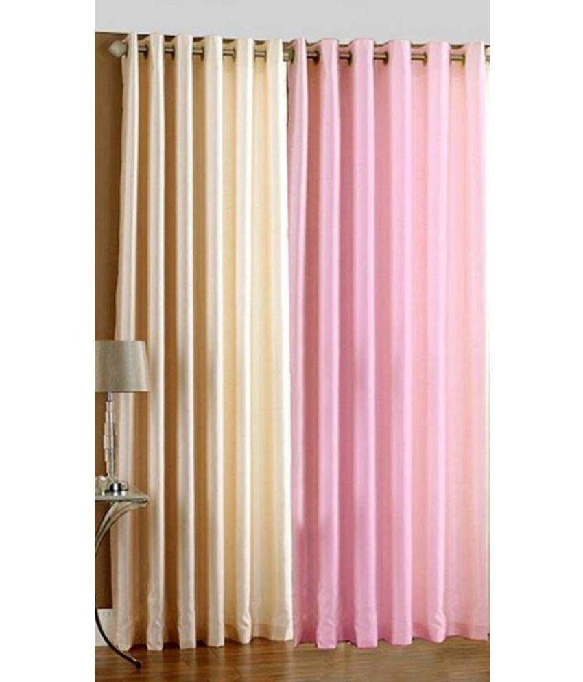     			N2C Home Solid Semi-Transparent Eyelet Curtain 5 ft ( Pack of 2 ) - Pink