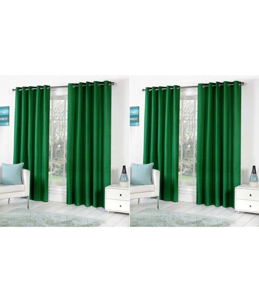     			N2C Home Solid Semi-Transparent Eyelet Curtain 5 ft ( Pack of 4 ) - Green
