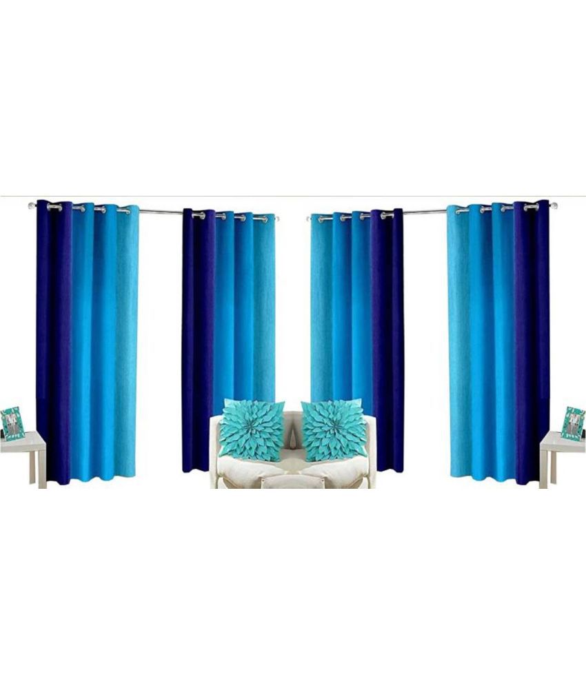     			N2C Home Solid Semi-Transparent Eyelet Curtain 5 ft ( Pack of 4 ) - Blue