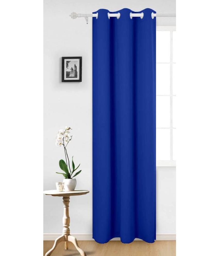     			N2C Home Solid Semi-Transparent Eyelet Curtain 9 ft ( Pack of 1 ) - Blue