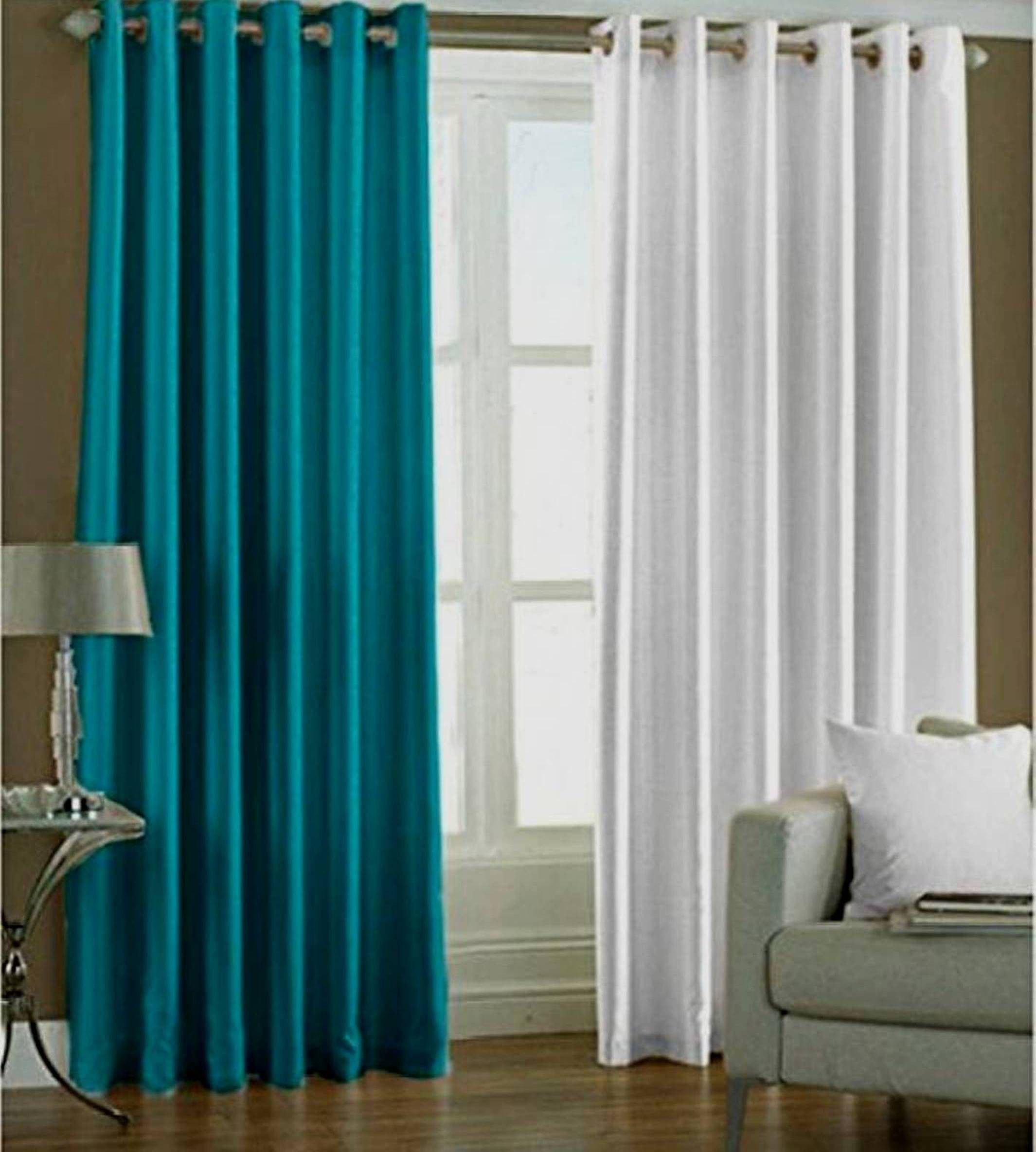     			N2C Home Solid Semi-Transparent Eyelet Curtain 9 ft ( Pack of 2 ) - Multicolor