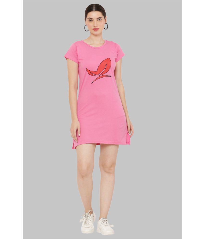     			PREEGO - Pink Cotton Blend Women's Nightwear Night T-Shirt ( Pack of 1 )