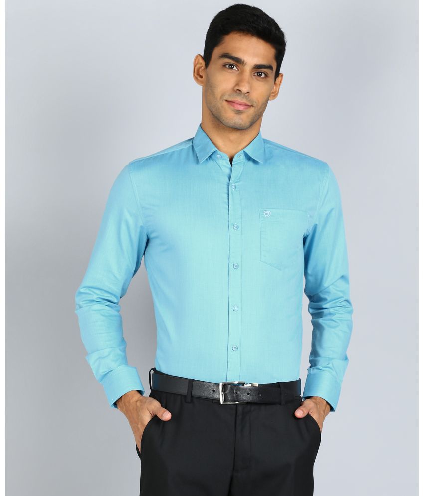     			SAM & JACK Cotton Blend Regular Fit Full Sleeves Men's Formal Shirt - Turquoise ( Pack of 1 )