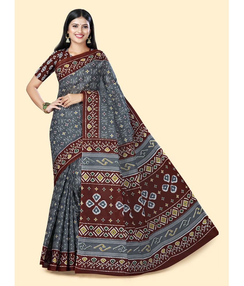     			SHANVIKA Cotton Printed Saree With Blouse Piece - Grey ( Pack of 1 )