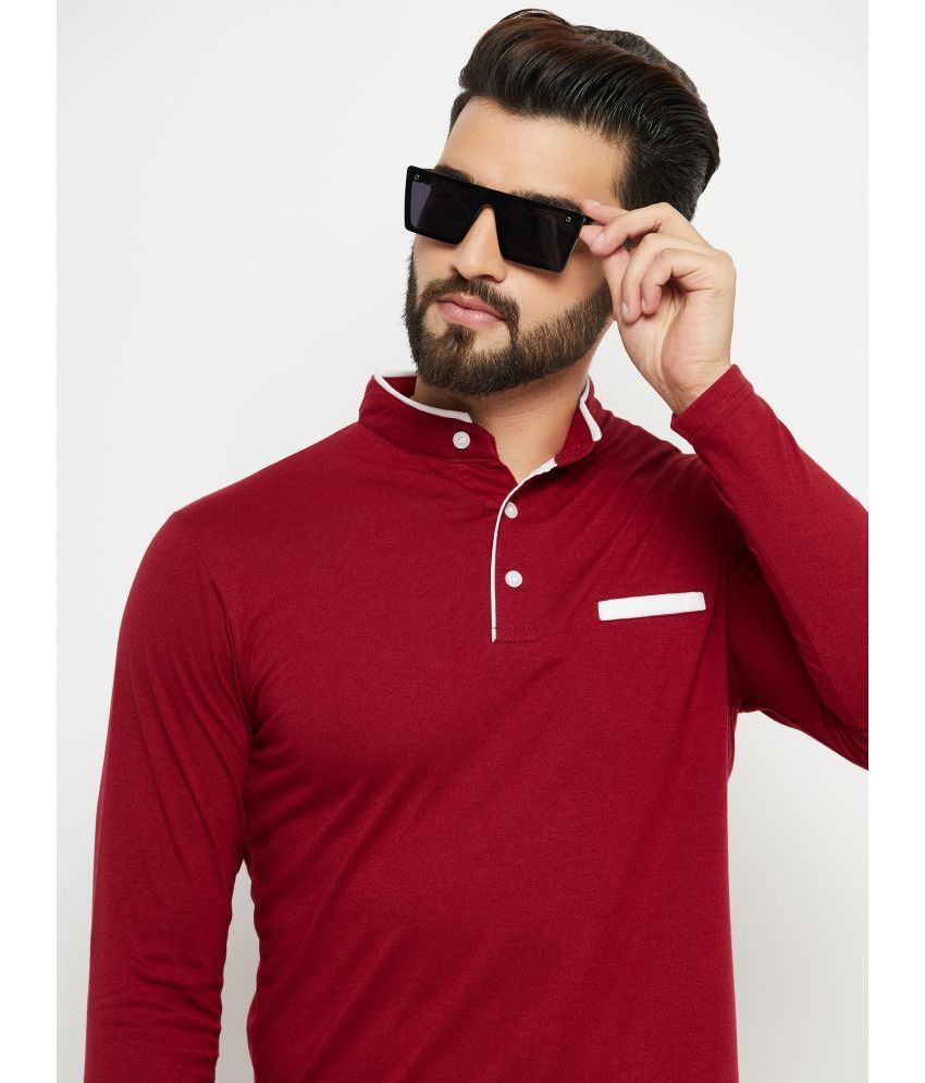     			ZEBULUN Cotton Blend Regular Fit Solid Full Sleeves Men's T-Shirt - Maroon ( Pack of 1 )