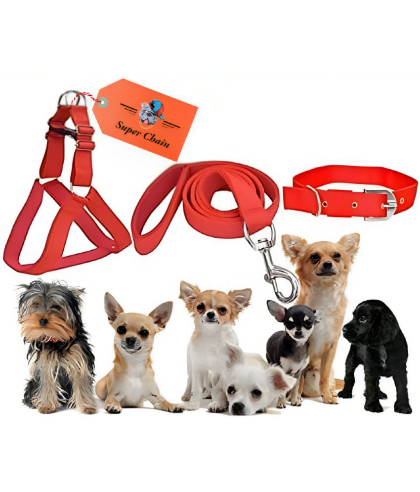     			super chain - Red Combo (Collar Harness and Leash) ( Large )