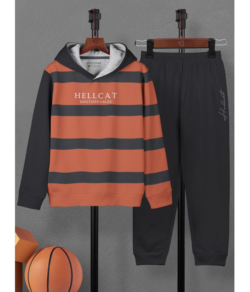     			HELLCAT - Orange Cotton Blend Boys T-Shirt & Trackpants ( Pack of 1 )