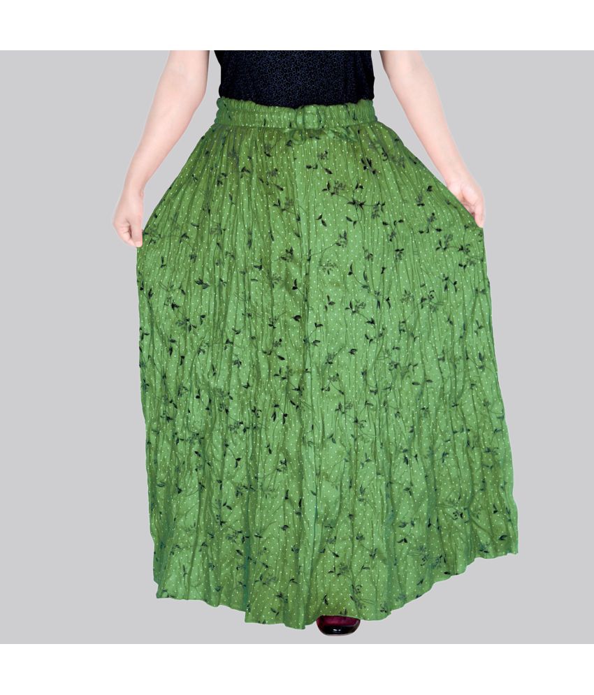     			Sttoffa - Green Rayon Women's Broomstick Skirt ( Pack of 1 )