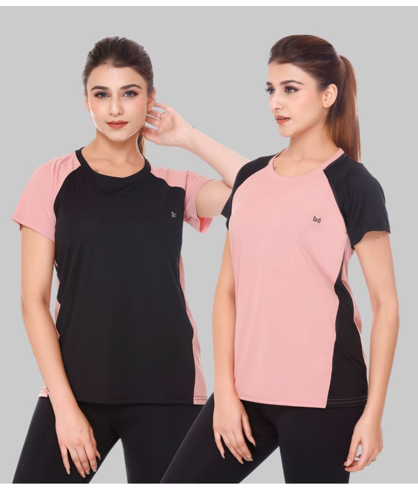     			White Moon Pink Polyester Lycra Tees - Pack of 2