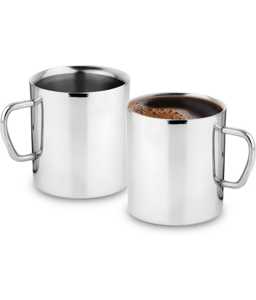     			Classic Essentials - Silver Steel Coffee Mug ( Pack of 2 )