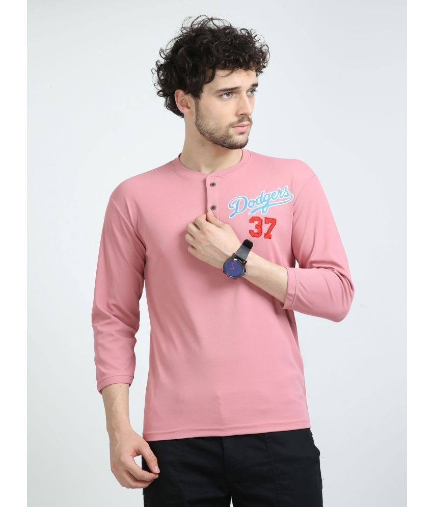    			DE-FIT Cotton Blend Regular Fit Solid 3/4th Sleeves Men's T-Shirt - Pink ( Pack of 1 )