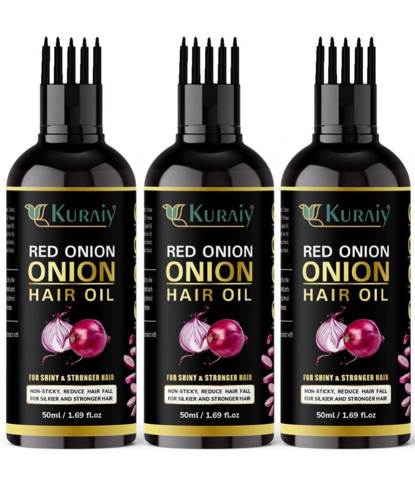     			KURAIY ONION All Type of Hair Problem Herbal Anti Dandruff Hair Oil 50 ML Hair Oil PACK OF 3