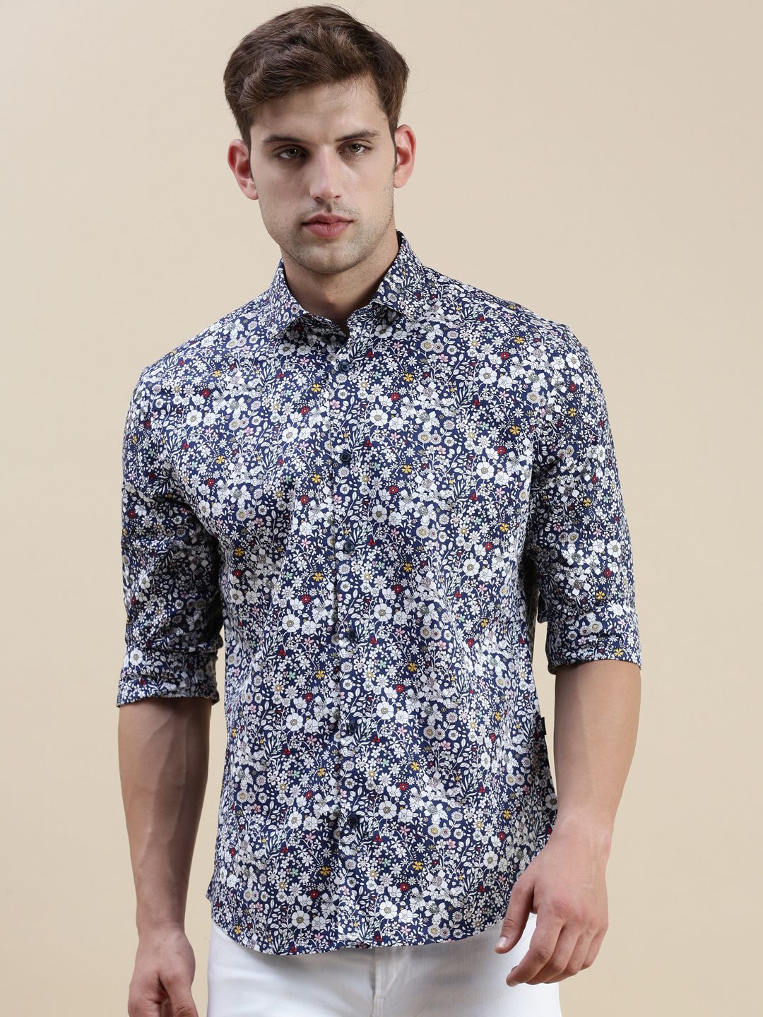     			Showoff Cotton Blend Regular Fit Printed Full Sleeves Men's Casual Shirt - Navy Blue ( Pack of 1 )