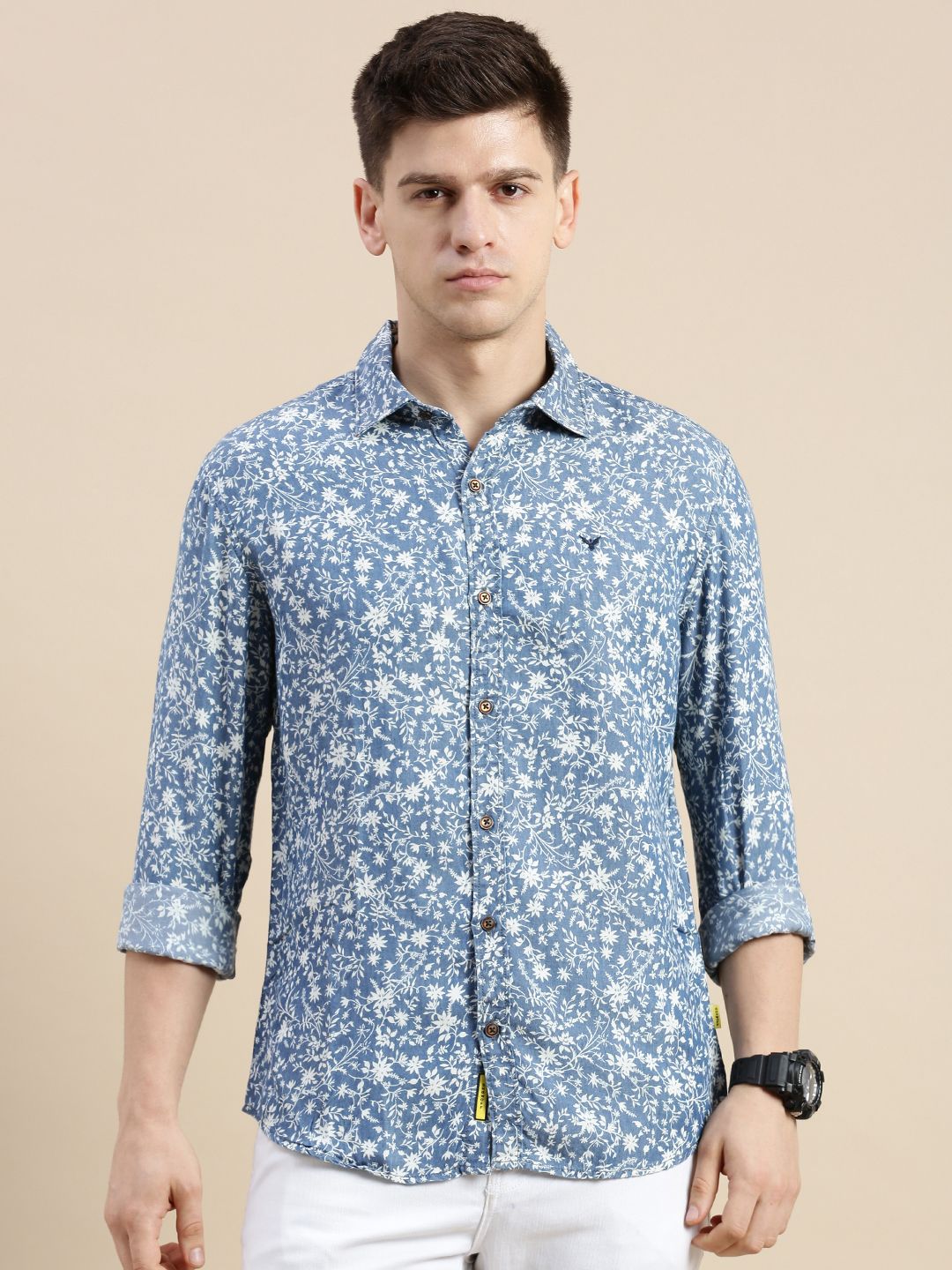     			Showoff Cotton Blend Regular Fit Printed Full Sleeves Men's Casual Shirt - Blue ( Pack of 1 )