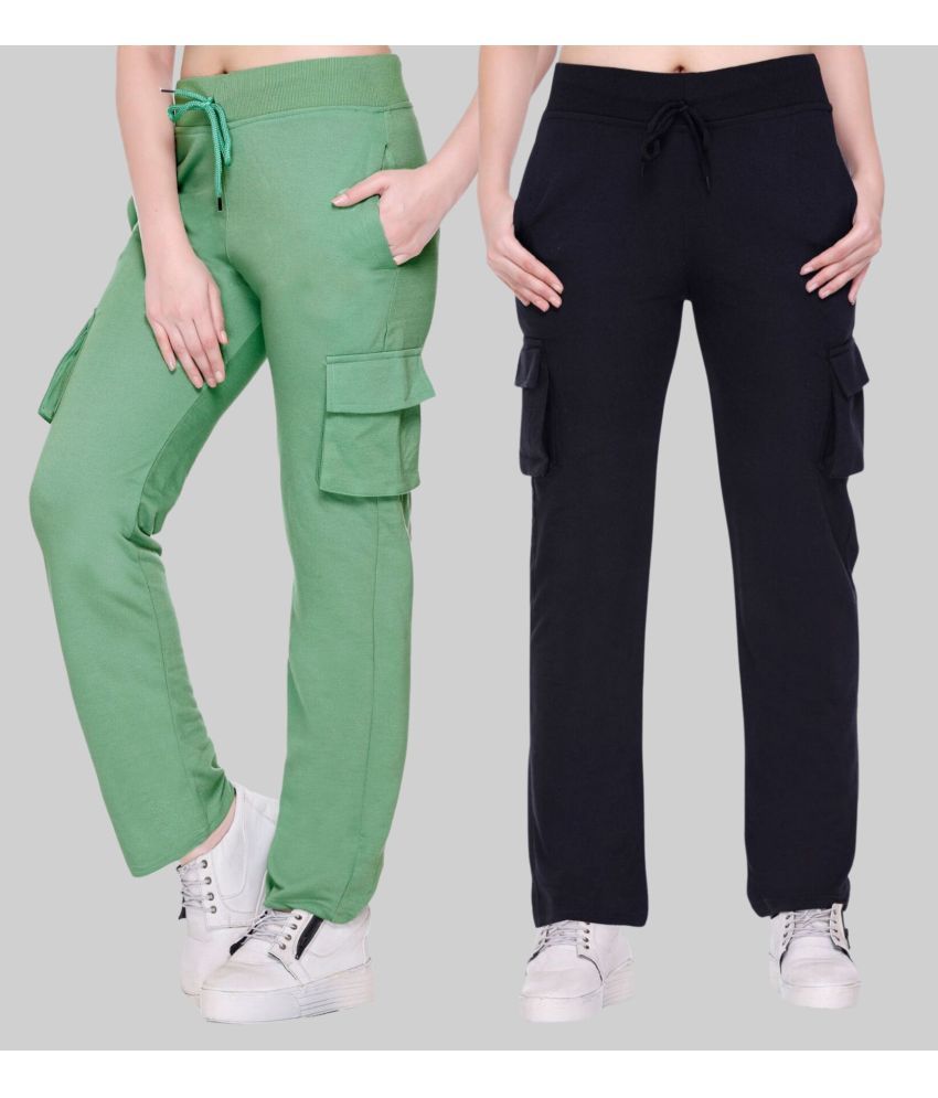     			White Moon - Green Cotton Women's Outdoor & Adventure Trackpants ( Pack of 2 )