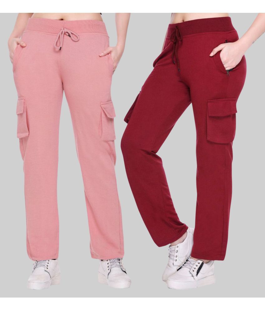     			White Moon - Pink Cotton Women's Outdoor & Adventure Trackpants ( Pack of 2 )
