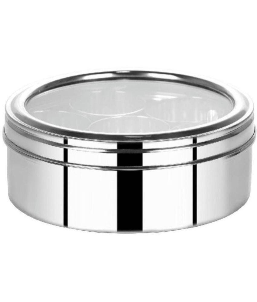     			ATROCK Masala Dabba Steel Silver Spice Container ( Set of 1 )