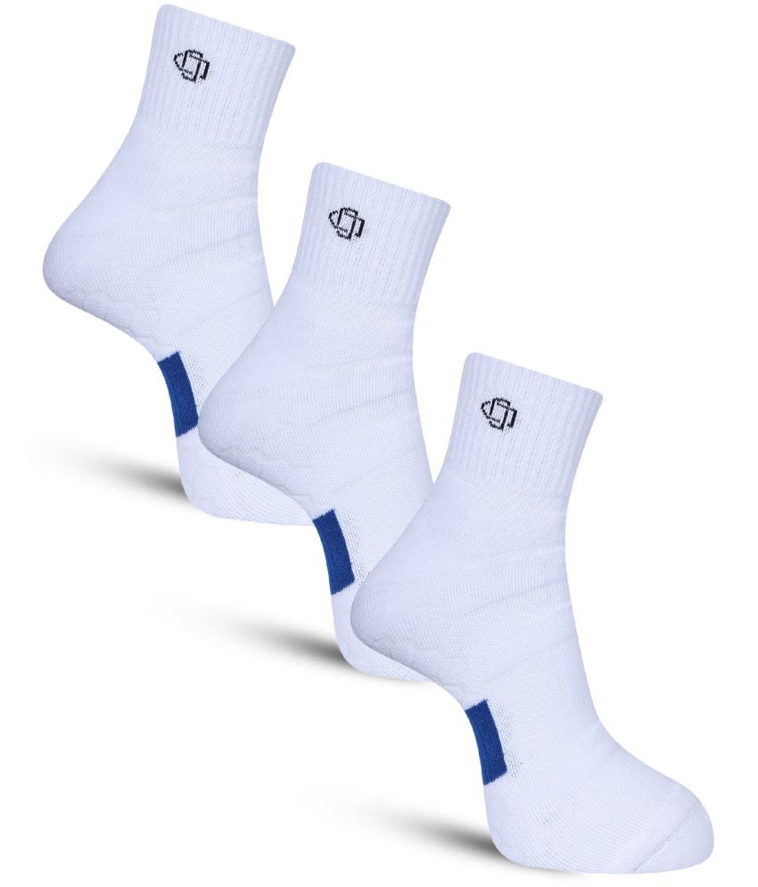     			Dollar - Cotton Men's Self Design White Ankle Length Socks ( Pack of 3 )