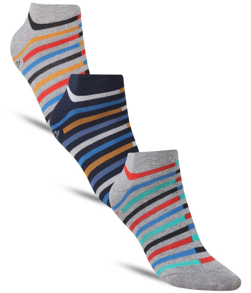     			Dollar - Cotton Men's Striped Multicolor Low Ankle Socks ( Pack of 3 )