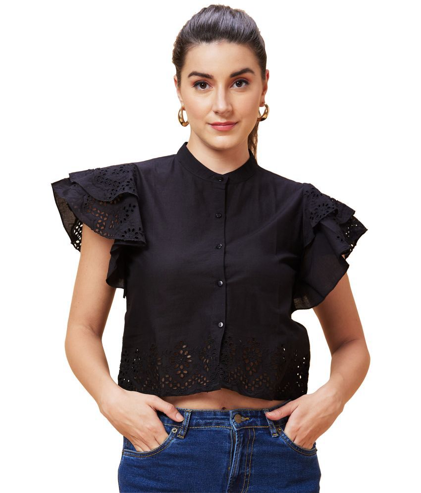     			Globus - Black Cotton Women's Shirt Style Top ( Pack of 1 )