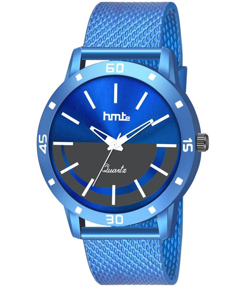     			HMTe - Blue Leather Analog Men's Watch