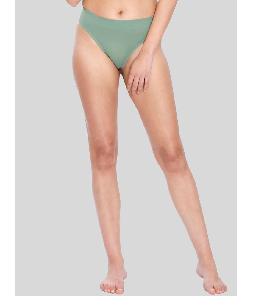     			ILRASO - Green Poly Cotton Solid Women's Bikini ( Pack of 1 )