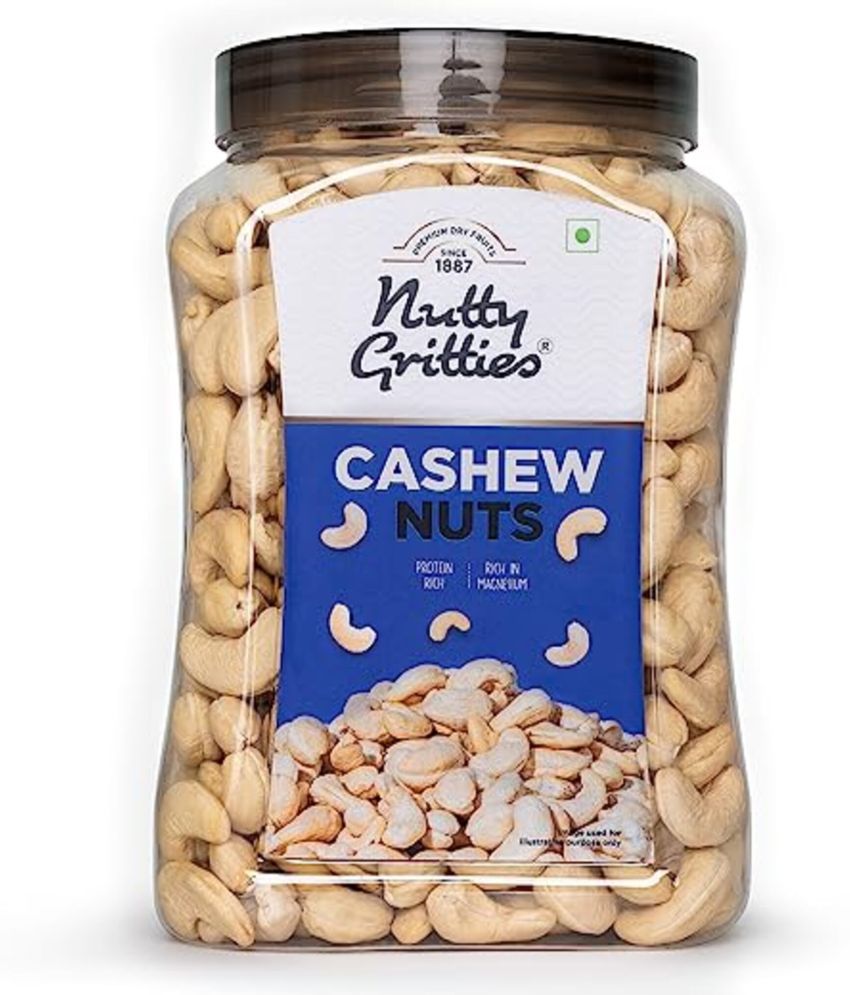     			Nutty Gritties Indian Cashew Nuts 1kg, 100% Natural & Premium, Value Pack, Resealable Jar