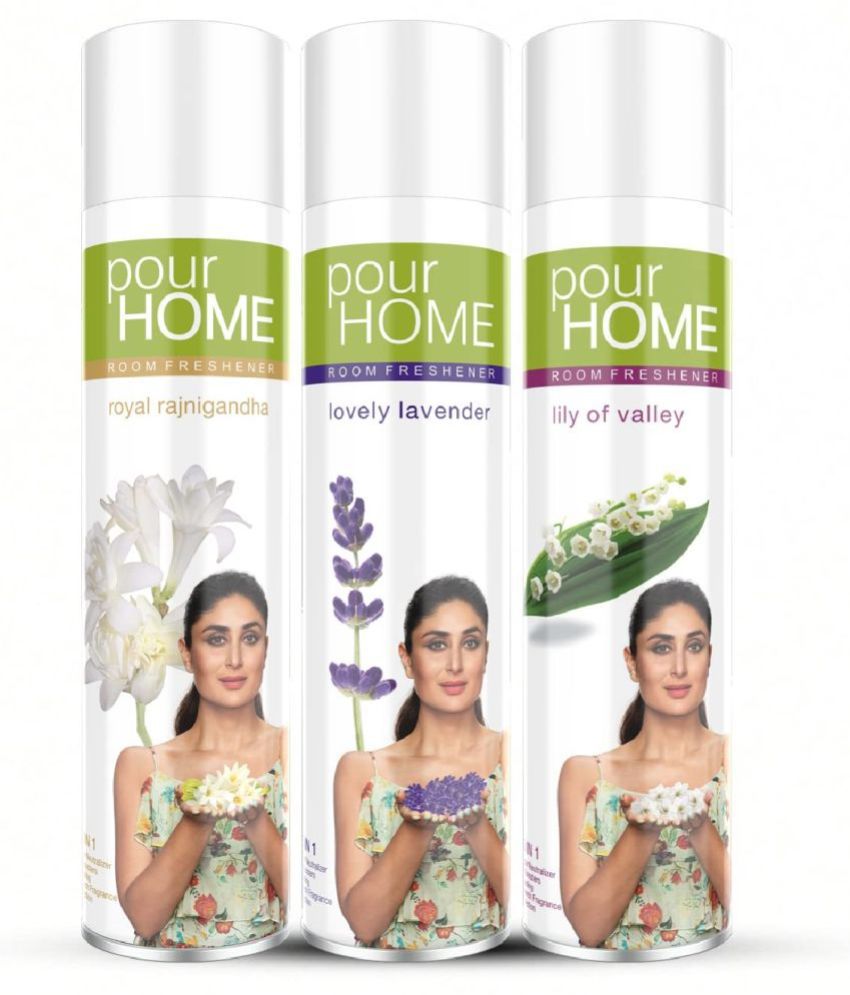     			POUR HOME Rajnigandha, Lavender & Lily of Valley Room Freshener Spray220ML Each(Pack of 3)