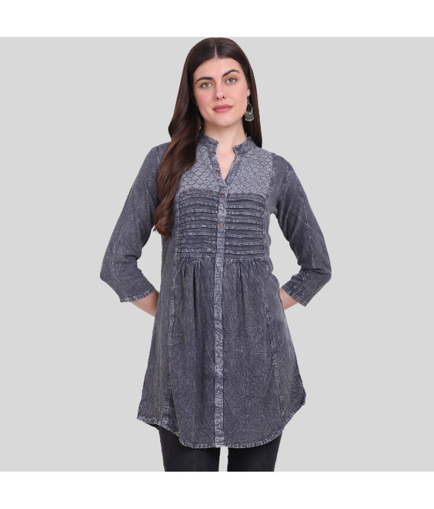     			PPTHEFASHIONHUB - Grey Rayon Women's Regular Top ( Pack of 1 )